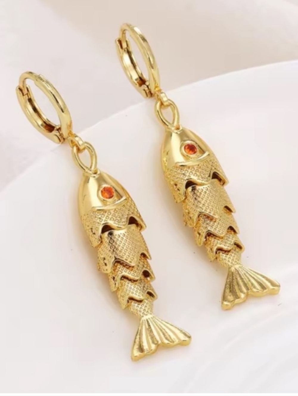 Anthropologie Gold Flapping Fish Earrings